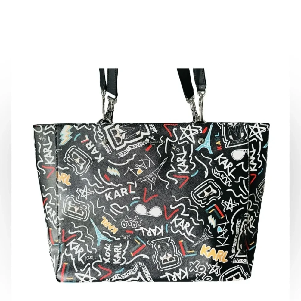 Karl Lagerfeld Black Graphic Tote Bag  NWT - Picture 9 of 9